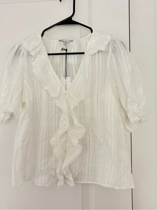 White Ruffle Blouse - Picture 2 of 6